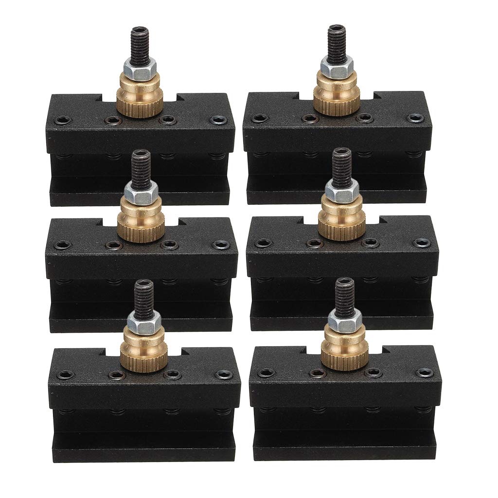 Mini Tornio a 4 Pezzi, Portautensili a Cambio Rapido, Portautensili per Fresatura, Portautensili per Tornitura, Lega di Alluminio per Officina, Nero + rame, 6pcs