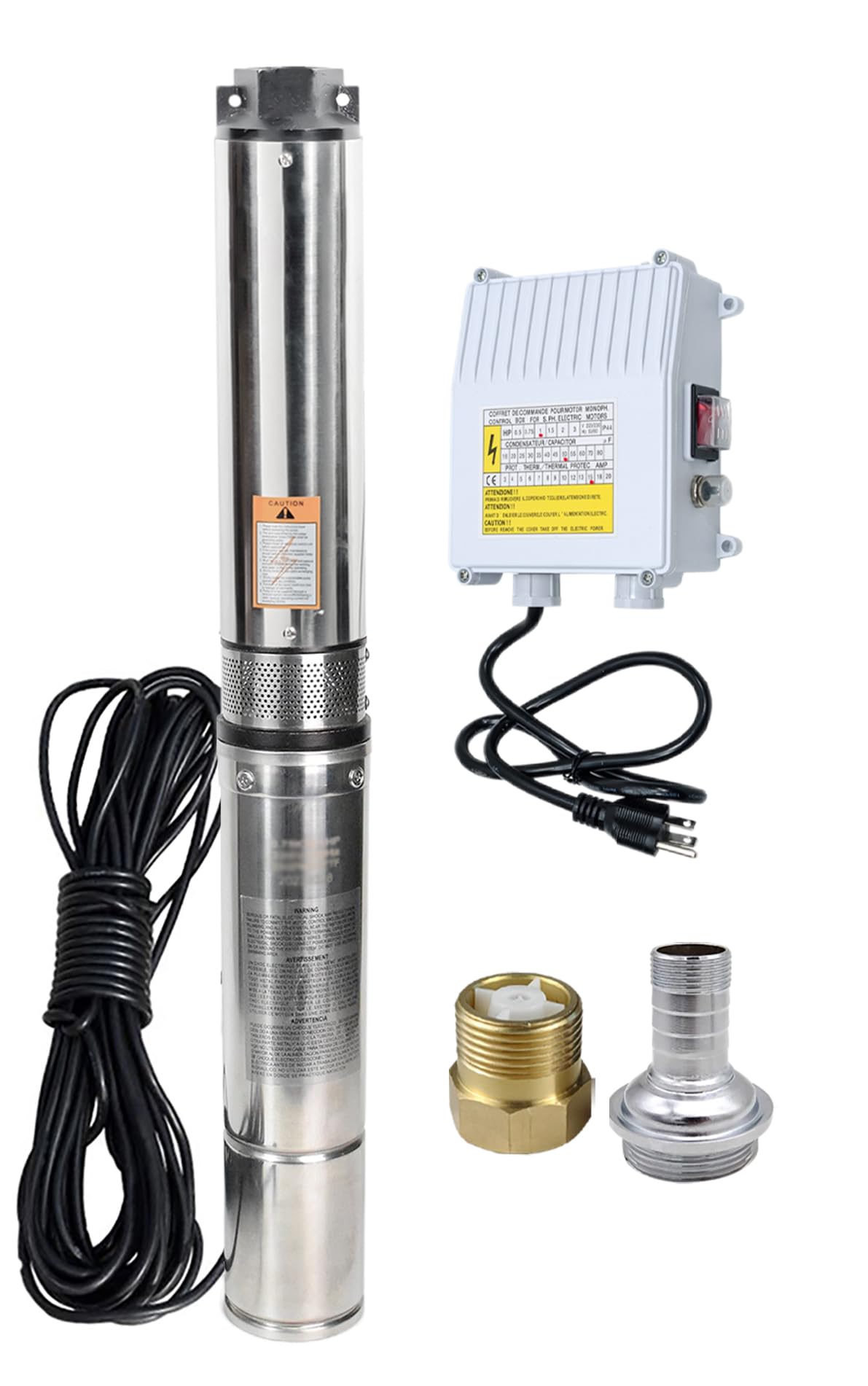 Deep well Submersible pump 0.5hp with control box + 20mtrs cable PULSAR