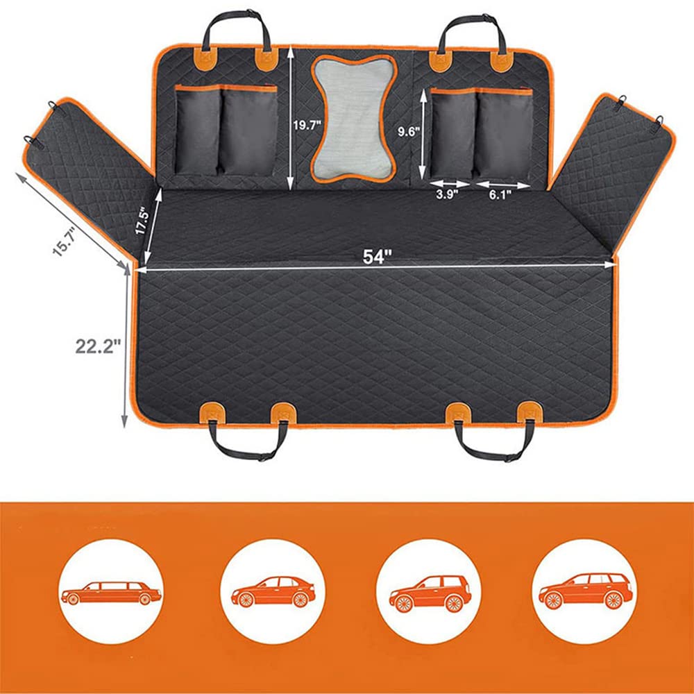 Funda Coche Perros Asiento Trasero, Cubre Asientos Coche Perro con Ventana Protector Lateral, Funda Perro Coche Impermeable Antideslizante para Coche, SUV, Camiones