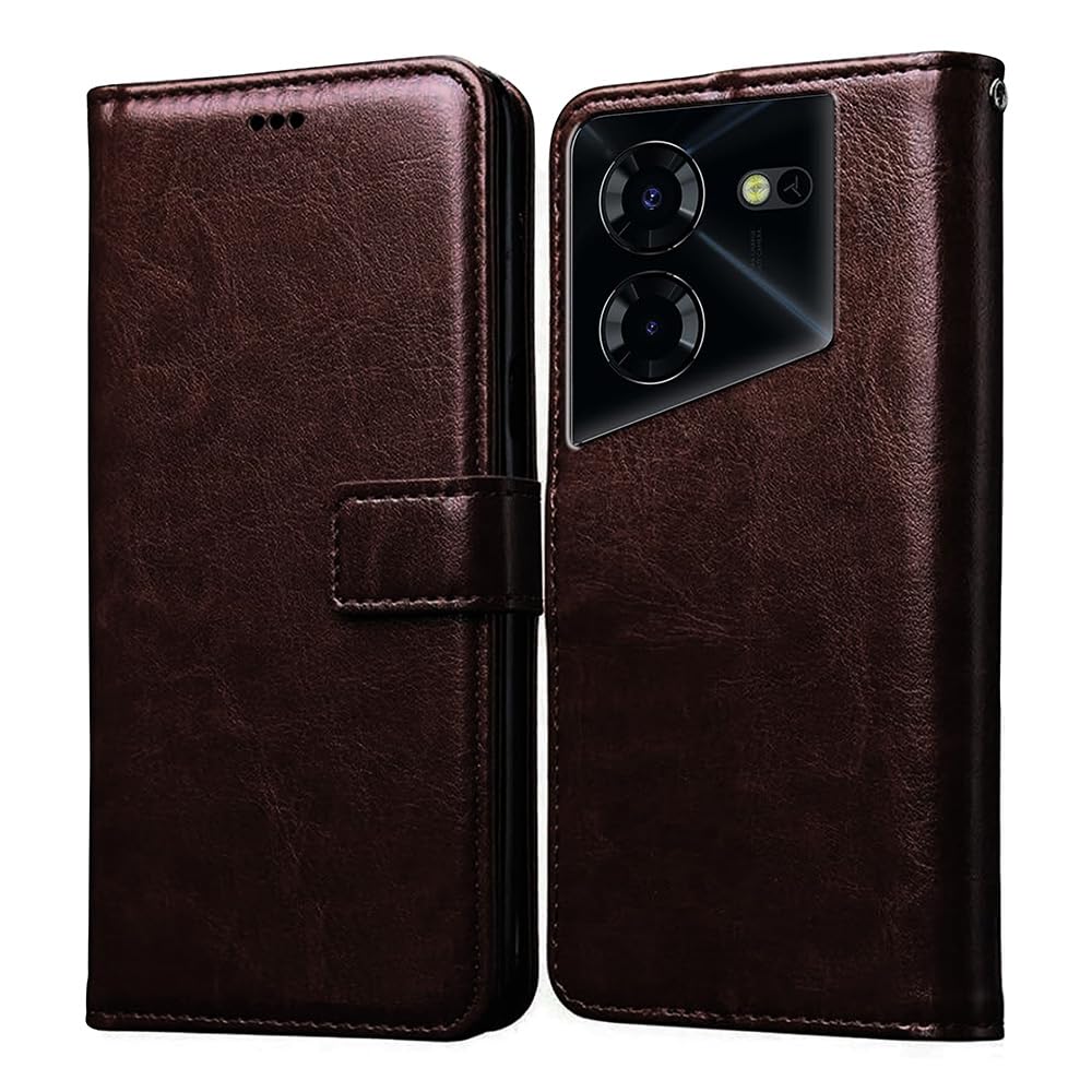 Amazon Brand - SolimoAmazon Brand- Solimo Flip for Tecno Pova 5 Pro 5G (Leather_Coffee)