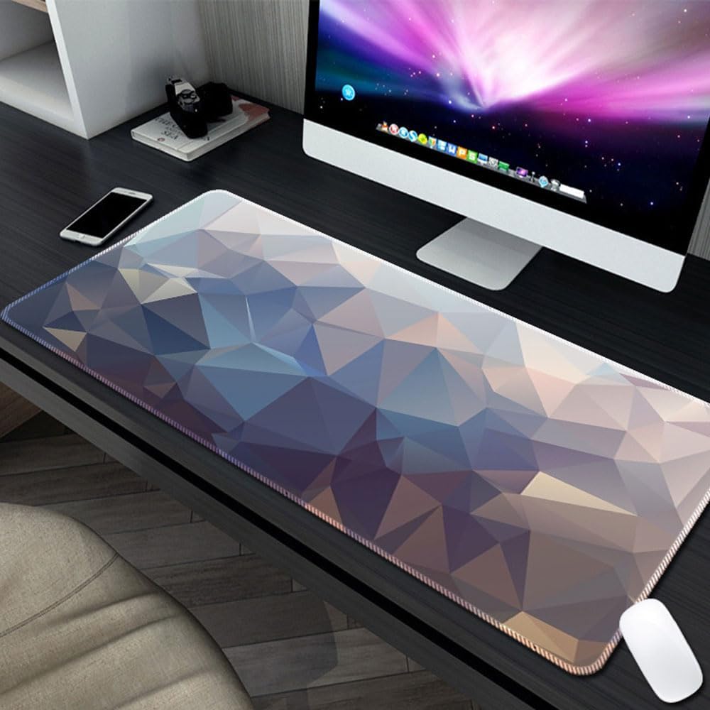 Large Gaming Mouse Pad Anti Slip Base Washable Desk Mat for Keyboard Computer Laptop 3D Geometric (Beige, 900x300x3mm)