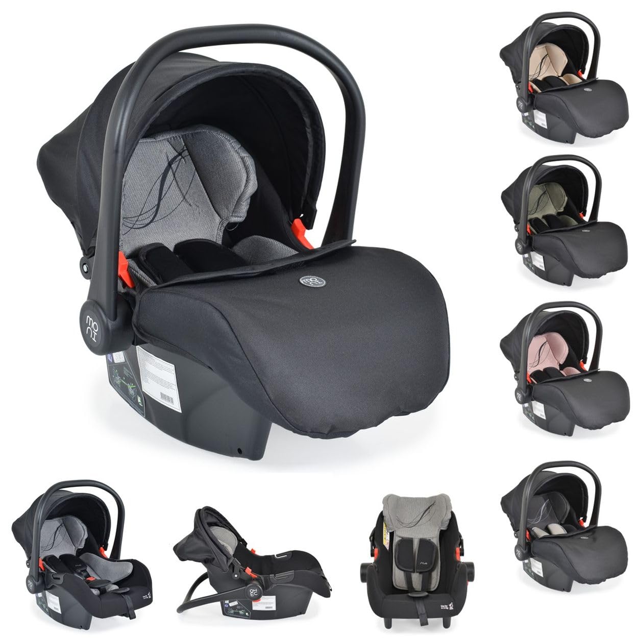 Moni silla de auto i-Size Multi (40-87cm) grupo 0+ cubrepiés arnés reposacabezas, colores:canoso