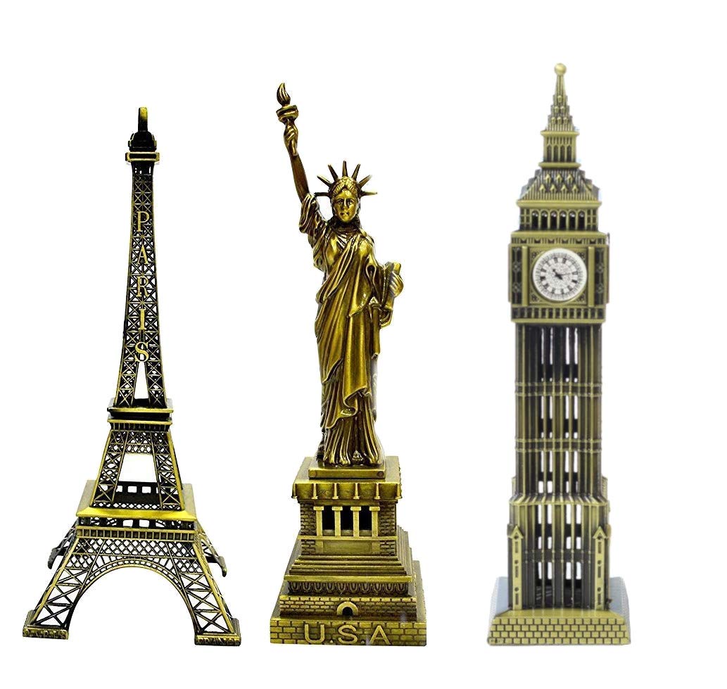 Sponsored Ad - Lilone Metal Showpiece Paris For Home Decor | Eiffel Tower, Statue Of Liberty, Big Ben Tower, Home Decoration Items | Approx Size 15Cm, Orange
