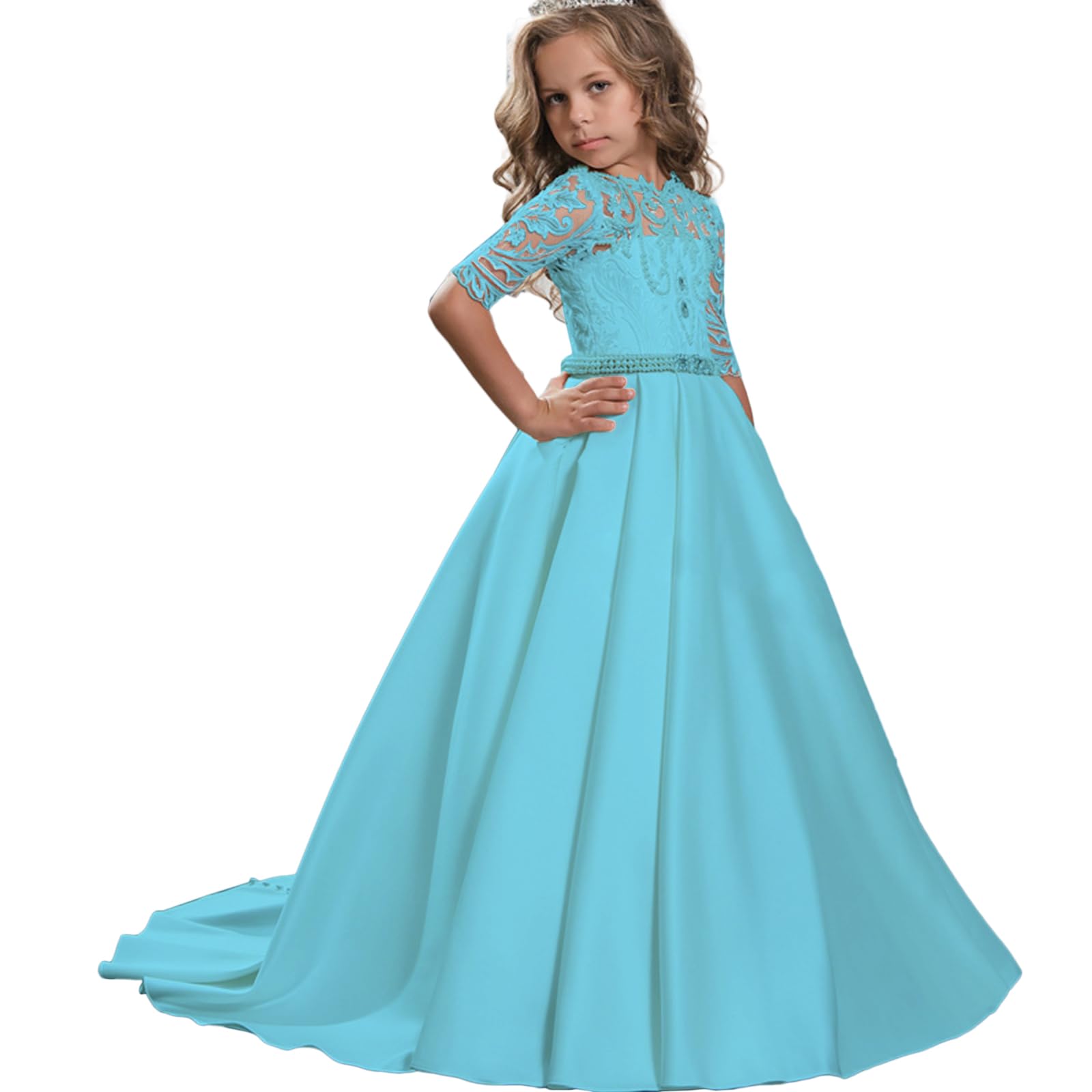 Amazon.com: NMASRAXO Lace Flower Girl Dresses Embroidery
