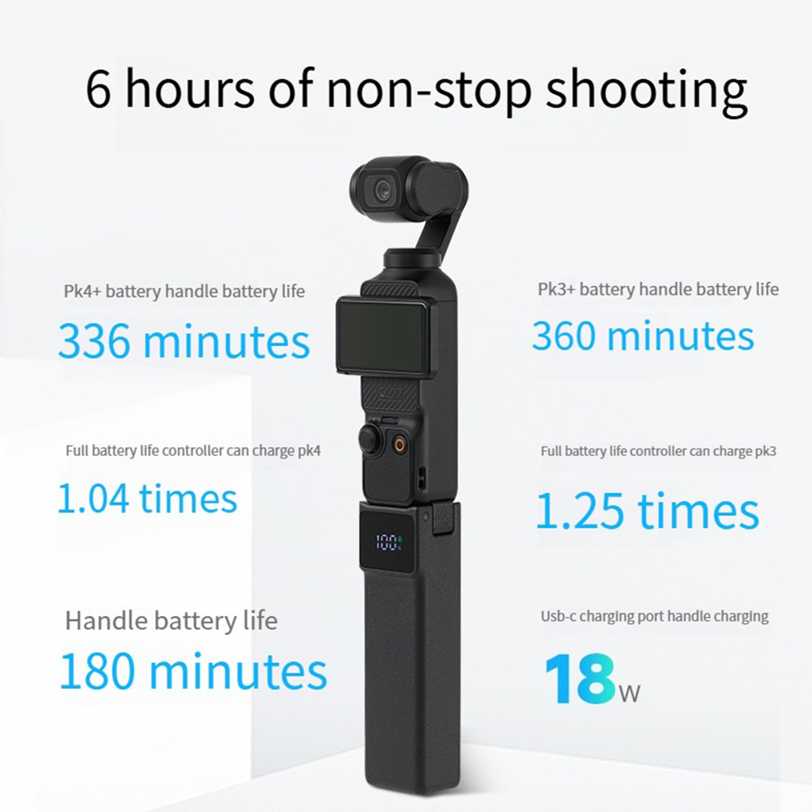 Maniglia leggera per impugnatura a batteria adattatore per treppiedi da 1/4 per Pocket 3 4 Espande utilizzo e migliora la maneggevolezza Impugnatura estesa