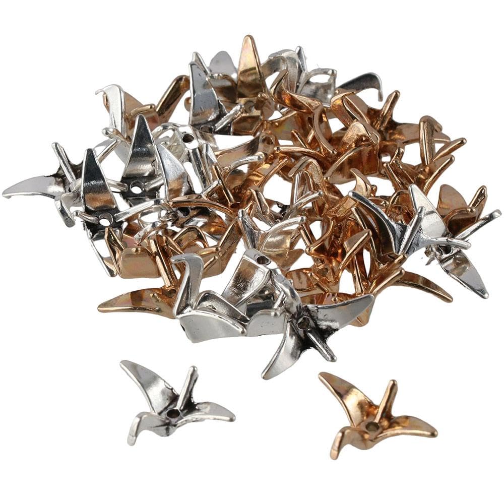 3D Origami Paper Crane Silver Charm Bead - Dangling Spacer For Pandora & European Charm Bracelets-824329