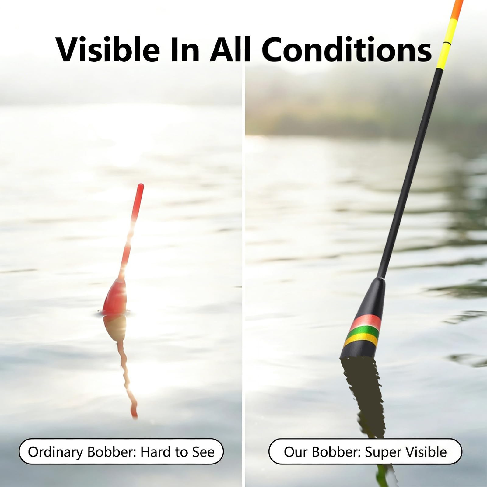 Waggler Set 5 Unidades 3.2g-5.5g - Flotadores de Pesca para Diversas Situaciones