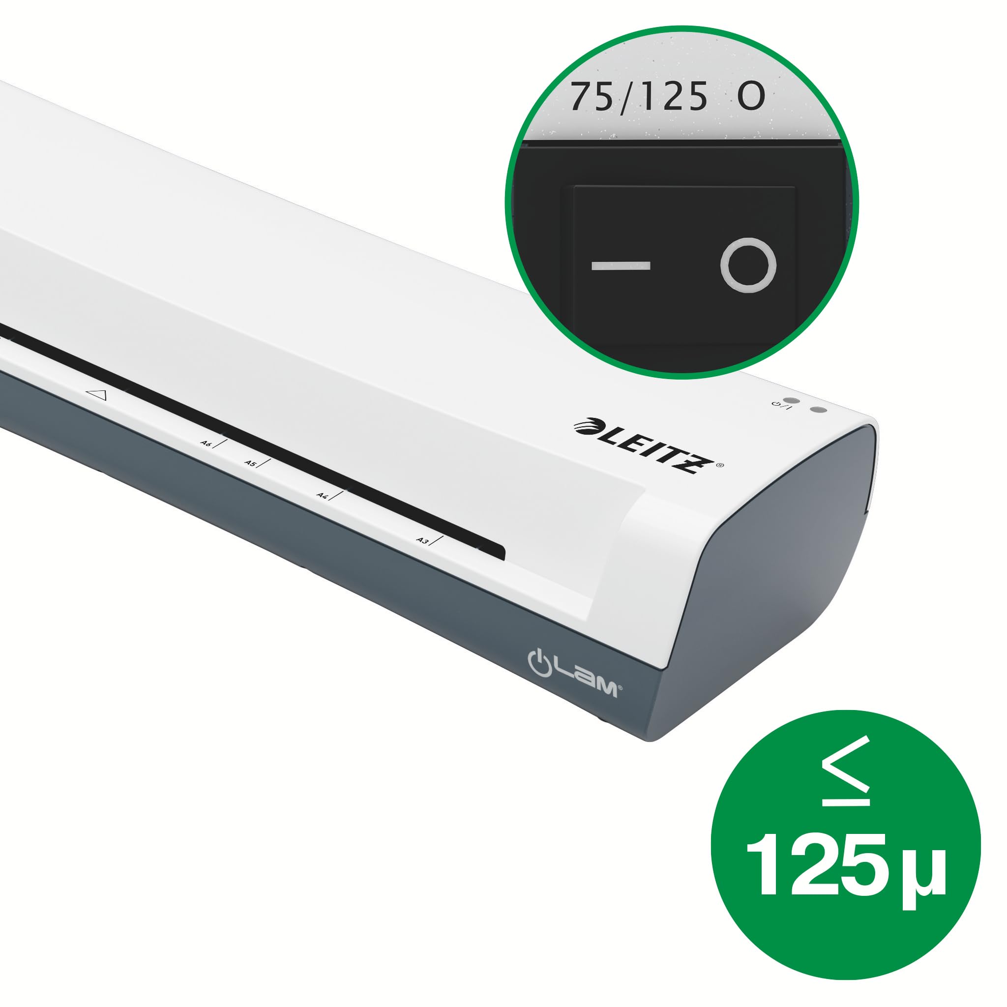 Leitz Zestaw iLAM Home A4 laminator + folia do laminowania na gorąco A4 80 mic w opakowaniu 100 sztuk, laminator do laminowania od 75 do 125 mikronów, czas nagrzewania 3 minuty, biały, idealny do
