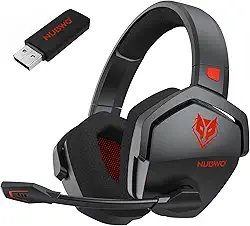 NUBWO Fone de ouvido para jogos sem fio com microfone para PC Ps5 Ps4, zero interferência, bateria de 100 horas para jogar o dia todo, sincronização de 23 ms para jogadores Fortnite e Call of Duty/FPS