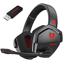 NUBWO G06 Cuffie Gaming Wireless per PC, Ps5, Ps4, NS, Mobile, 2,4GHz Wireless+5.3 Bluetooth,Cuffie Wireless con Microfono 7.1 Qualità Audio Senza Perdita di Bassa Latenza, Durata di Oltre 100+ Ore -Rosso