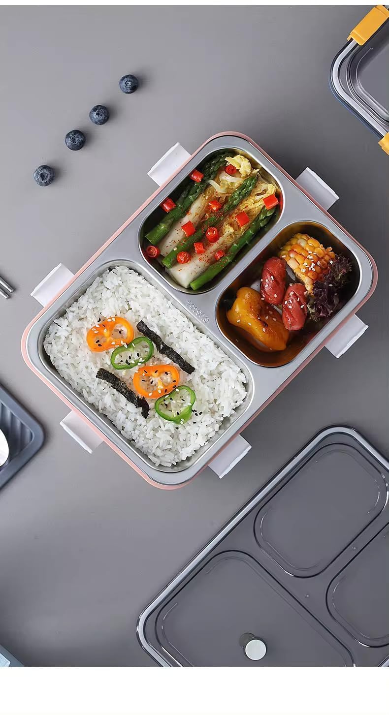 Stainless Steel Lunch Box - 3 Compartment Leakproof -7