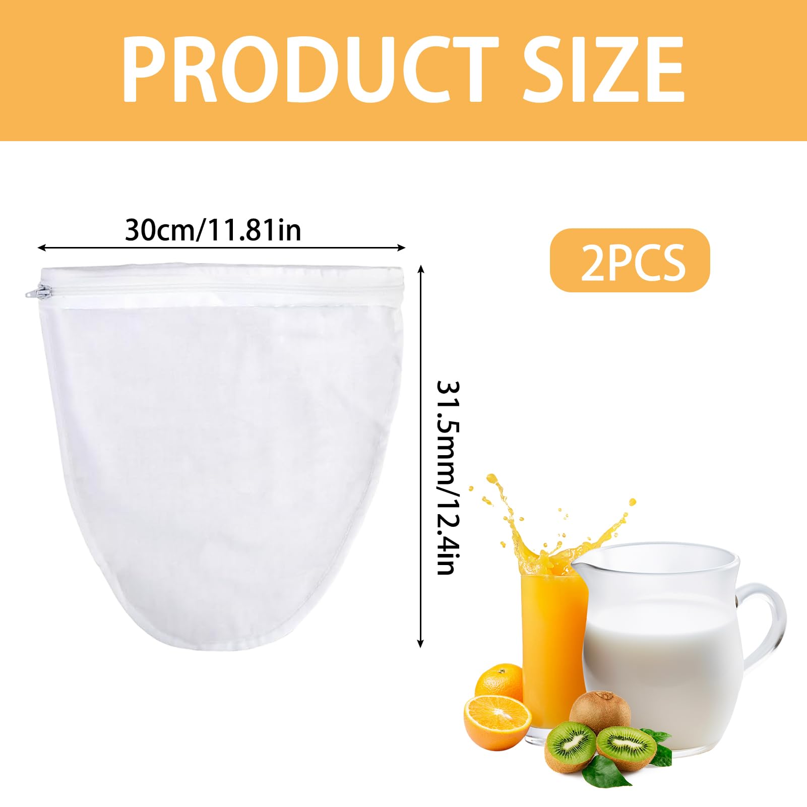 Sacchetti Filtro Per Latte Vegetale - 4 Pezzi Riutilizzabili 30x30 Cm, Nylon Alimentare, Per Mandorle, Noci, Soia - Foto 8