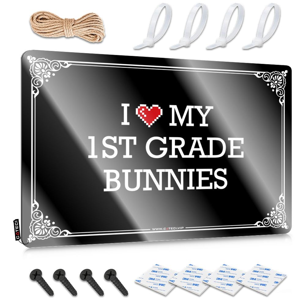 Fzfn Colour I Love My 1St Grade Bunnies Matal Sign Kitchen Accessories Decor | Inappropriate Collection Decorative Wall Art(20X30cm)