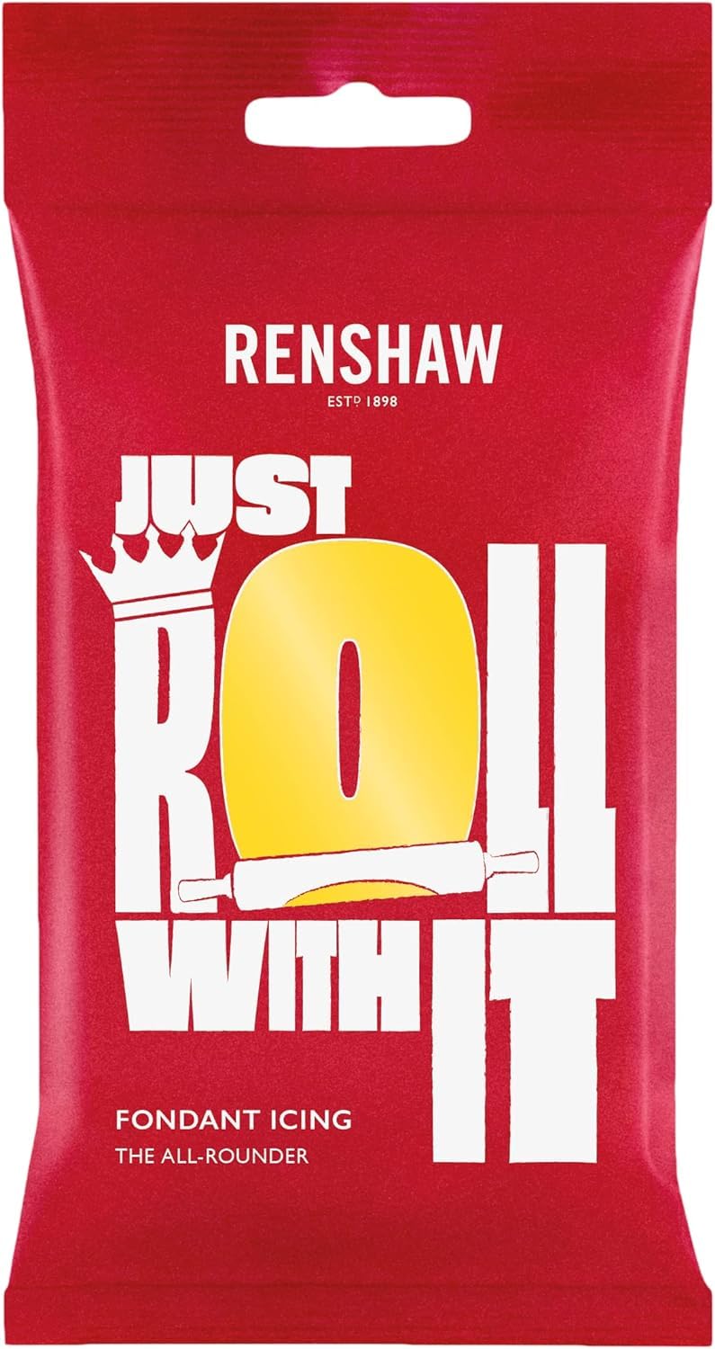 Renshaw Yellow Just Roll With It Fondant Icing, 1 kg (Pack of 1) - Ready to Roll Icing for Cakes