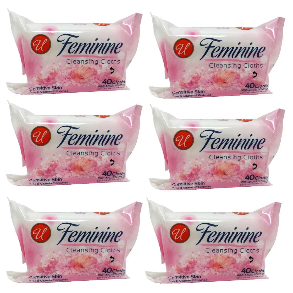 240 Sensitive Daily Gentle Feminine Wipes Cloths Soft Cleansing Removes Odor 6pk Women's Refreshing Wet Cloth Cleaning Fresh Clean Light Fragrance Scent Cleanser Towel Travel Cleaner Hygiene Odor