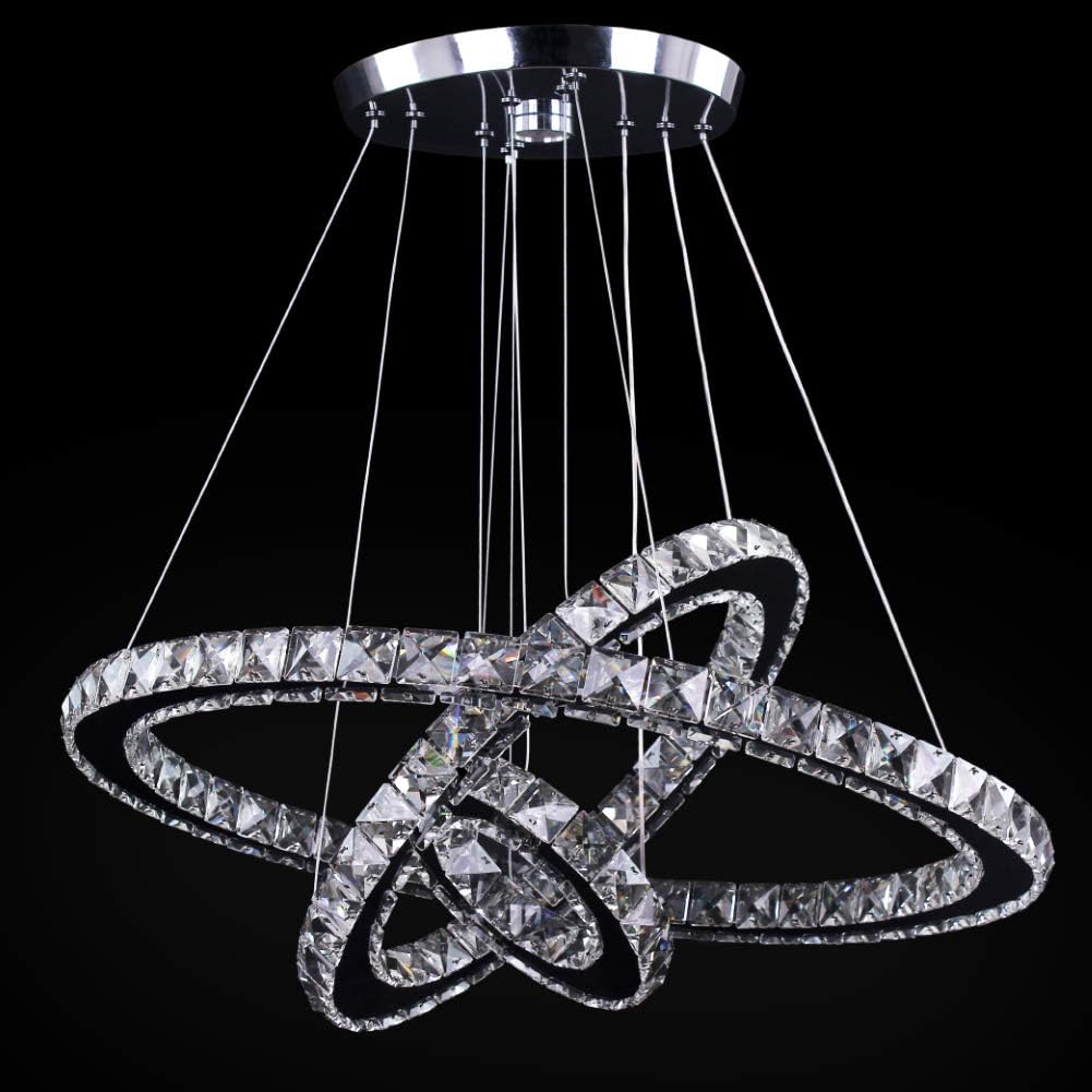 Buy 1 get 1 Crystal Chandelier, 27.5 x 19.6 x 11.8 Dining Room Living Room Modern LED Ceiling Pendant Light Contemporary 3 Rings Adjustable Stainless Steel Lighting Fixtures (3r Cool White) Big Sale Crystal Chandelier, 27.5 x 19.6 x 11.8 Dining Room Living Room Modern LED Ceiling Pendant Light Contemporary 3 Rings Adjustable Stainless Steel Lighting Fixtures (3r Cool White)