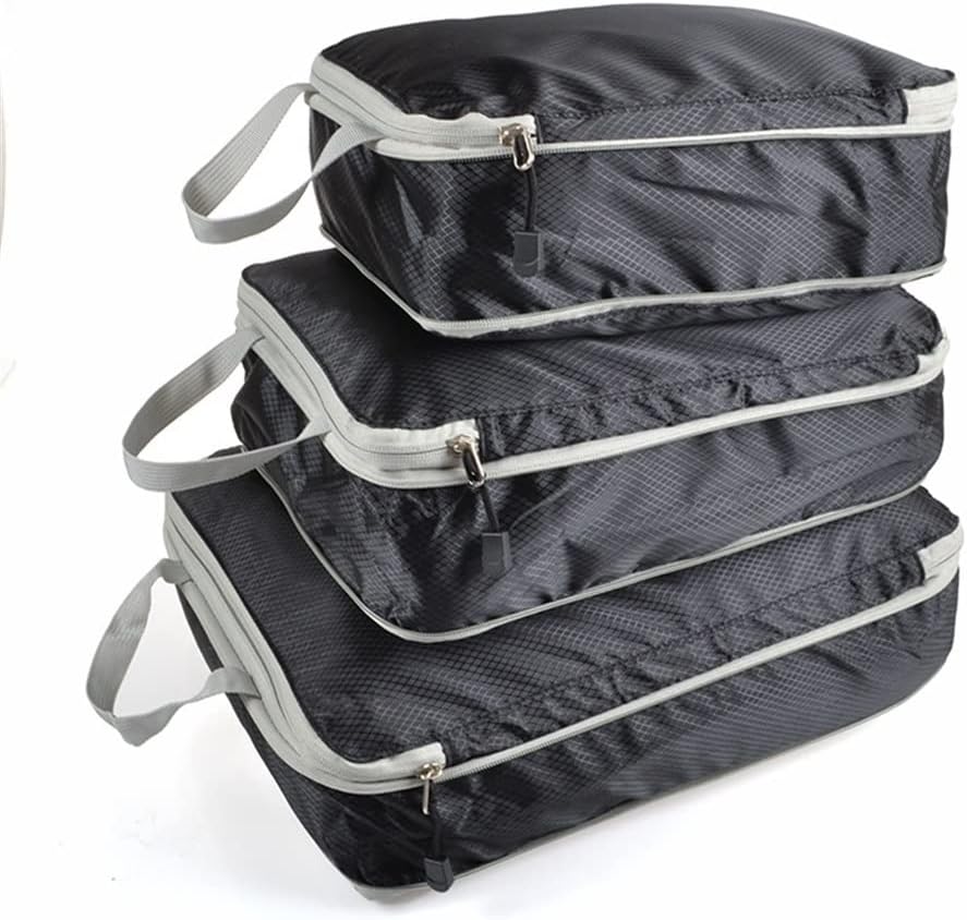 JSEIAJB 3pcs/Set Compression Packing Cubes Travel Storage Bag Luggage Suitcase Organizer Set Foldable Waterproof(White-Gintama1)