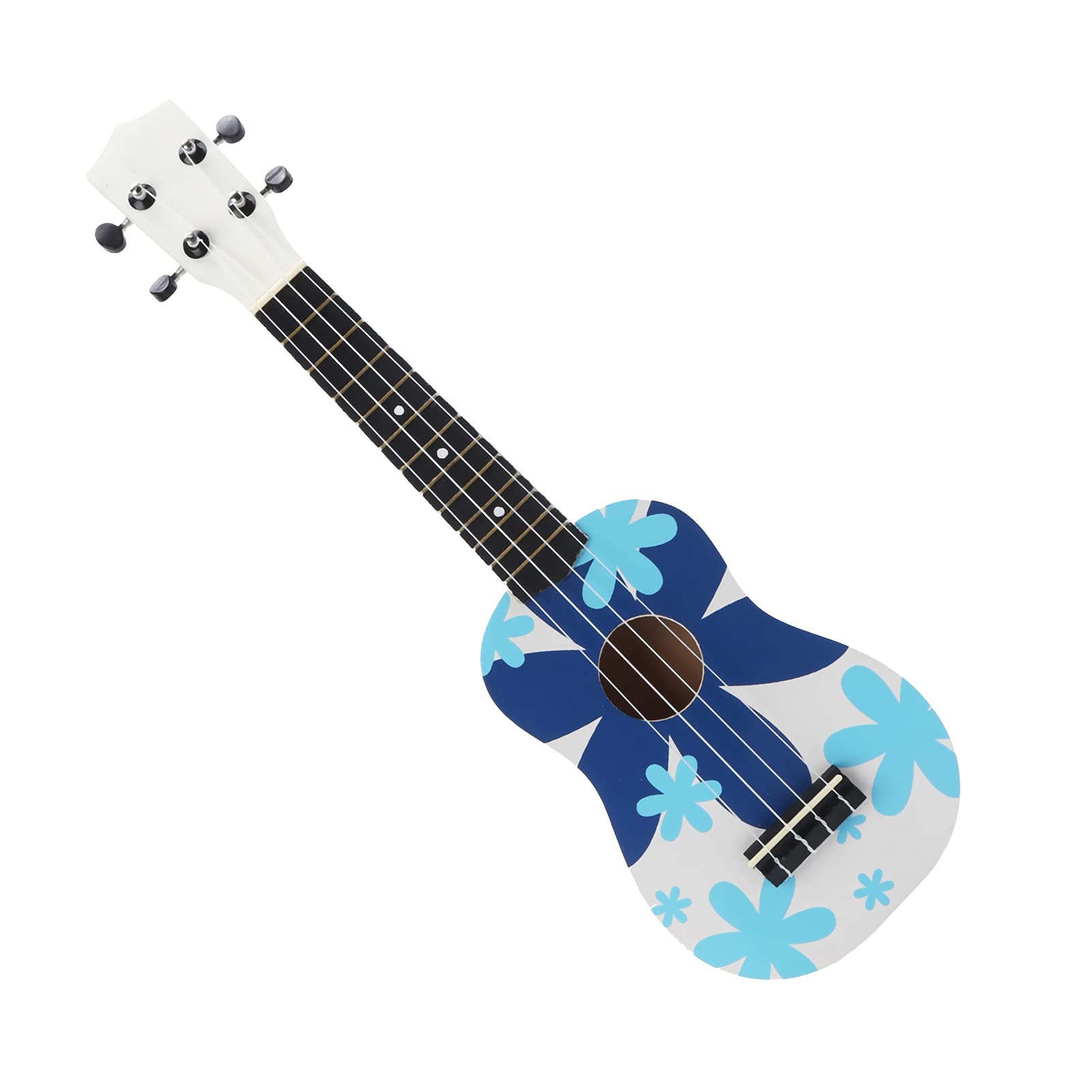Ukulele Hawaiano a 4 Corde Mtlavishishing 21 Pollici con Borsa da Gig Motivo Fiore Blu per Principianti Bambini Adulti Studenti Strumento Musicale Legno di Tiglio Artigianato Desig