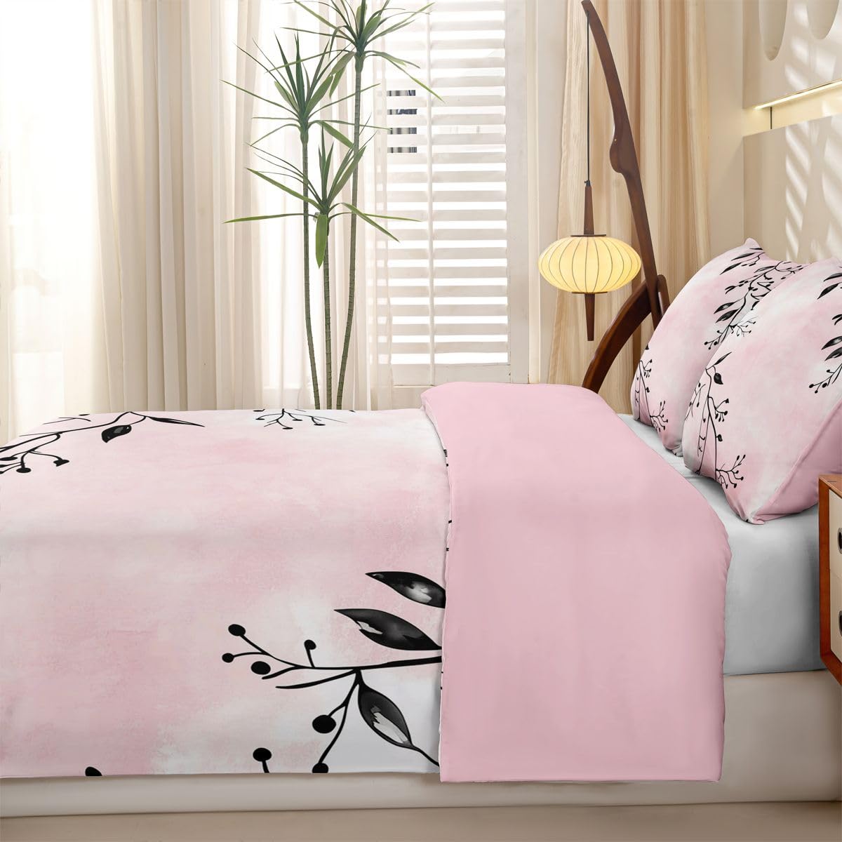 Homewish Kirschblüten Microfaser Bettwäsche 135x200 4teilig