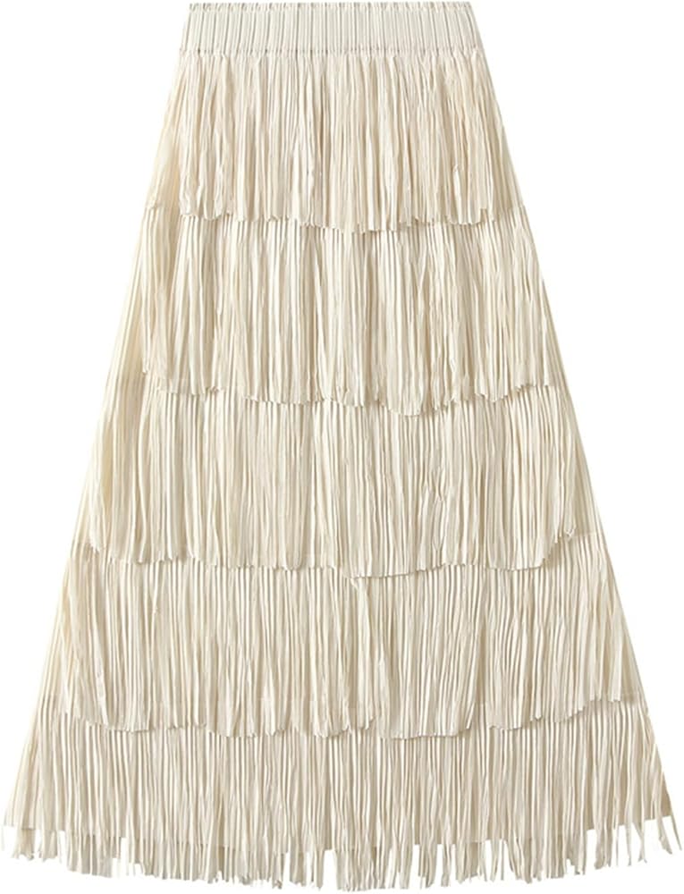 Amazon.com: NJNJGO Women's Fringe Trim High Waist Skirts, Sexy A