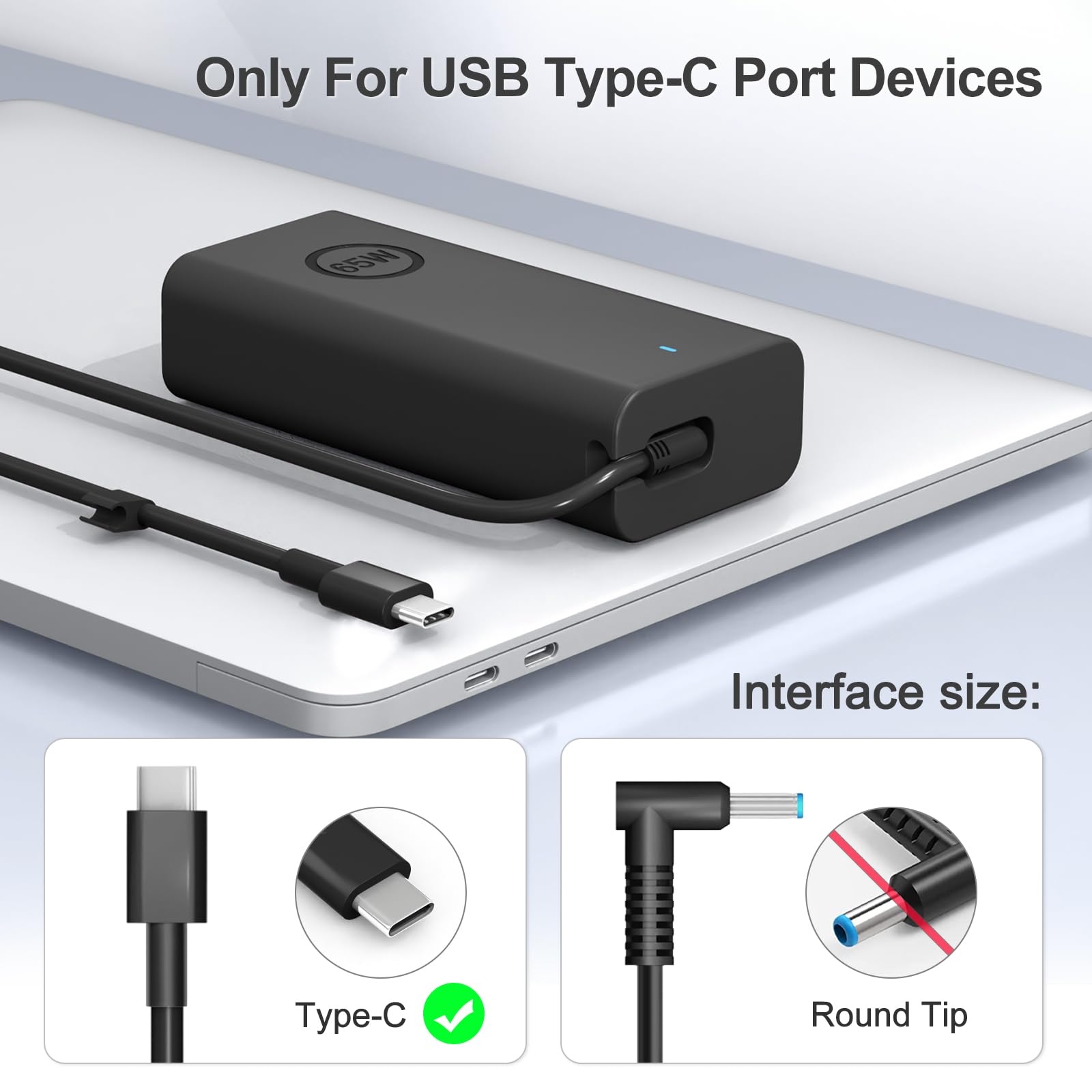 Chargeur USB C 65W Pour Dell Latitude 3510 5530 5420 5430 5520 5540 7430 7420 7440 7340 7530 7330 7320 XPS 13 9305 9310 9350 9360 9365 9370 2WDR5 2YK0F JYJNW M1WCF HA65NM190 DA65NM190 LA65NM170