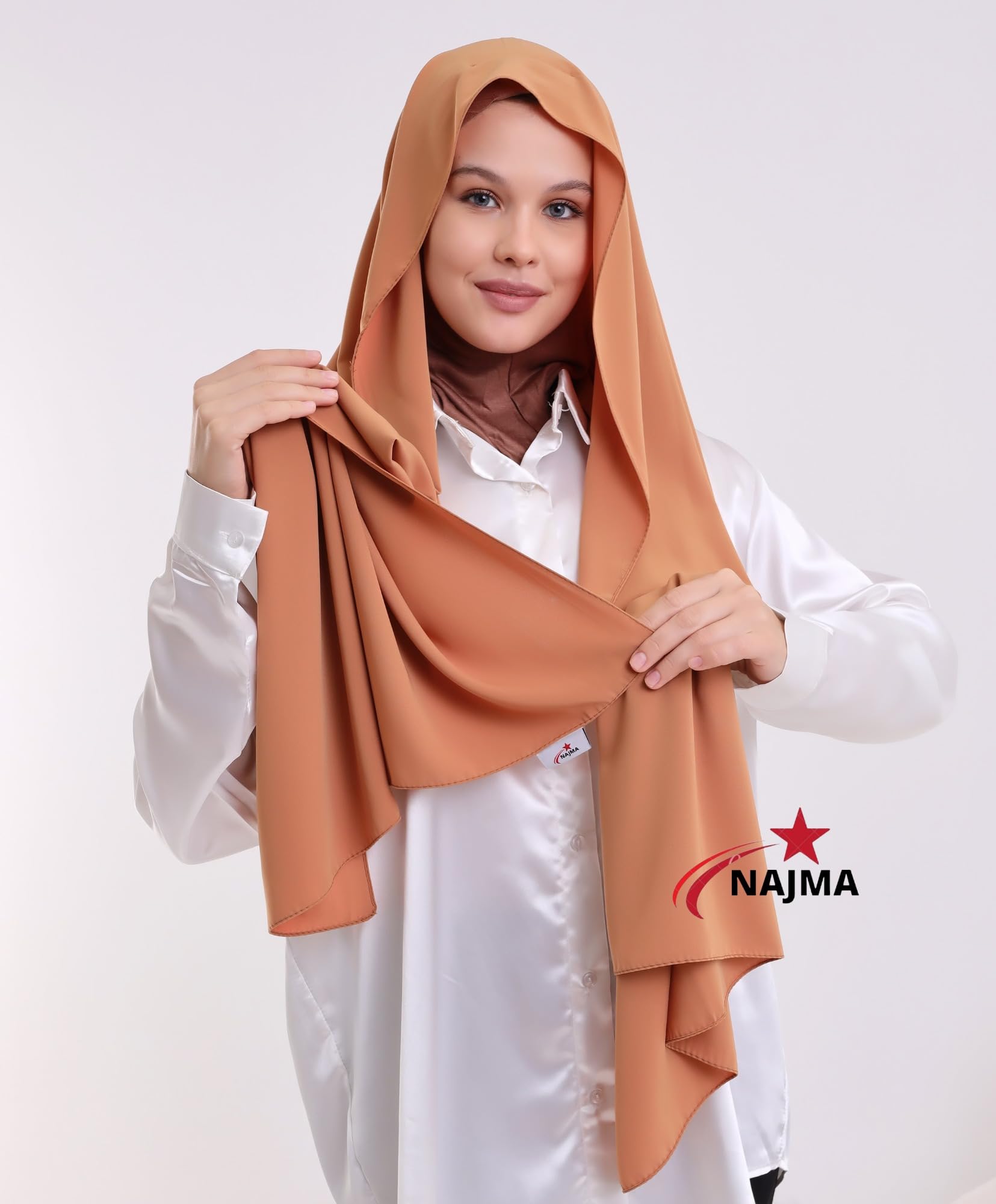 NAJMA Hijab soie de médine 2 en 1 Hijab avec bonnet cagoule intégré et attaché au foulard à enfilet pratique,Hijab sport respirant attaché avec voile,hijab ninja opaque léger doux pratique,