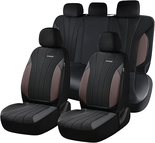 Miniatura 40 de Coverado Fundas de asiento delantero, fundas de asiento beige, 2 asientos, protectores de cuero para automóvil, paquete de 2, fundas de asiento