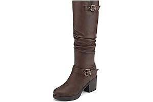 Pirate Boots Brown: Women's Black Chunky Heel Knee High Boots