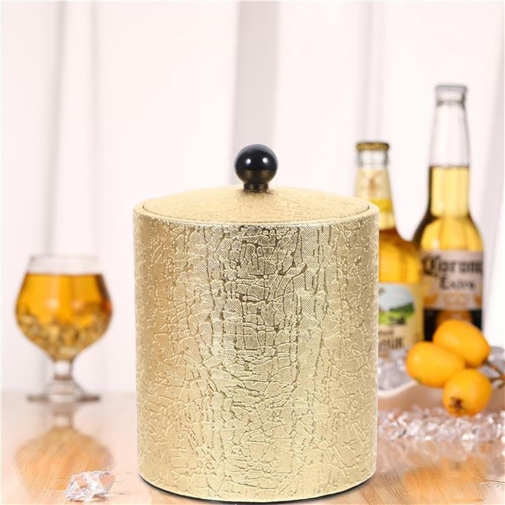 Cubitera de hielo aislada con tapa, forro de acero inoxidable de 1.2 litros, enfriador de vino duradero con pinzas adicionales para fiestas