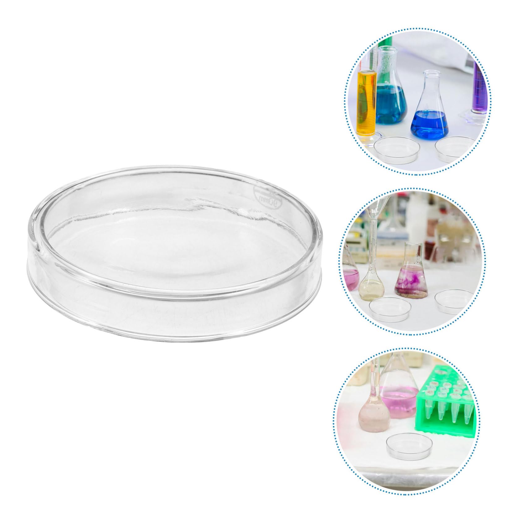 PLAFOPE 5 Pezzi Piastra di Petri in Vetro Borosilicato Trasparente Resistente al Calore per Crescita Cellulare e Studi di Tessuti Vegetali Riutilizzabile per Esperimenti Scientifici e