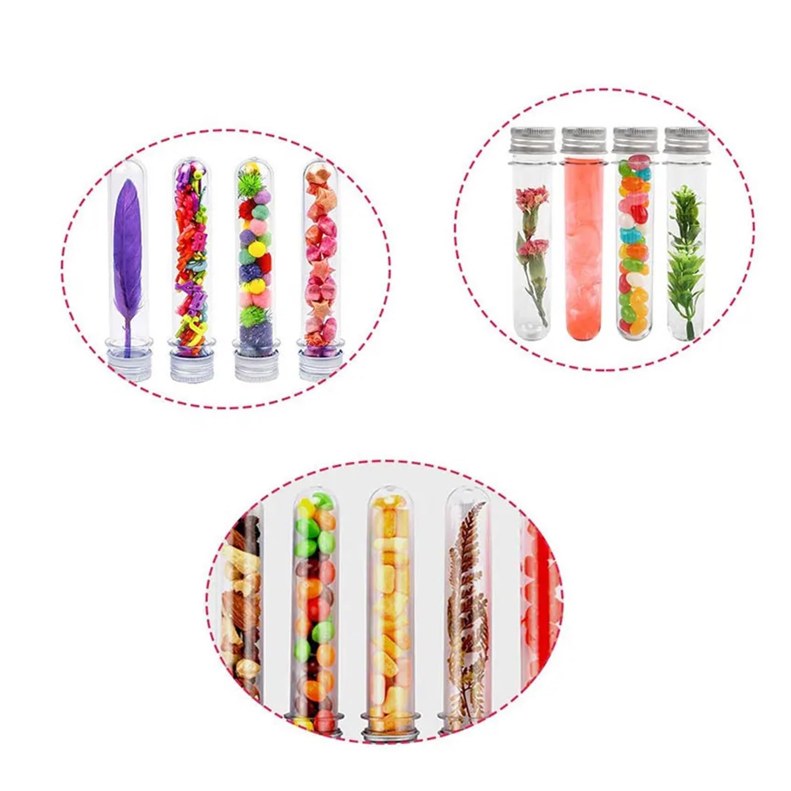 yingyingjia 40 szt. 40 ml przezroczystych probówek z zatyczkami 140 x 23 mm plastikowe tuby do przechowywania gumy do żucia rośliny przyprawy cukierki naukowe eksperymenty