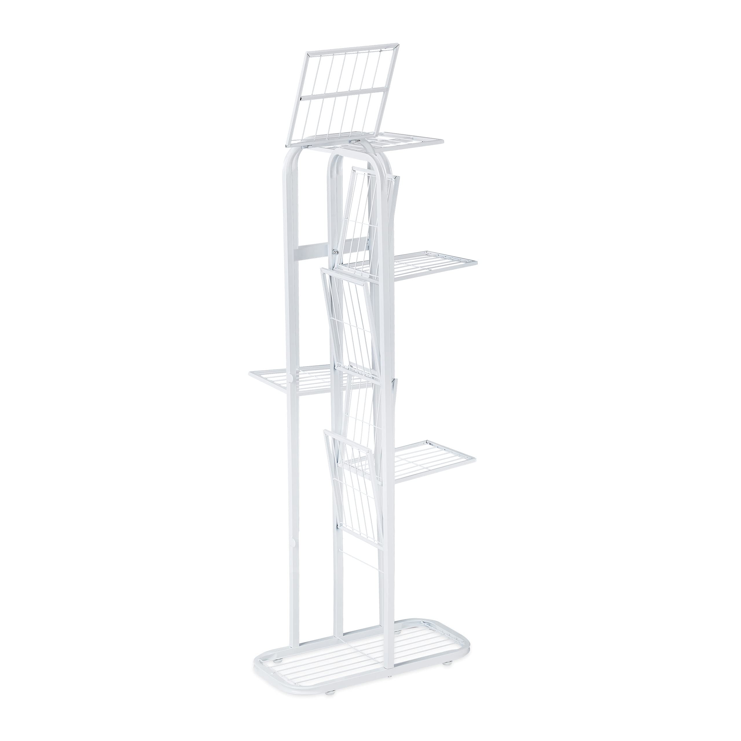 Relaxdays Étagère à Plantes en métal, Porte-Fleurs, 6 étages, intérieur, extérieur, H x L x P : 107 x 44 x 24 cm, Blanc