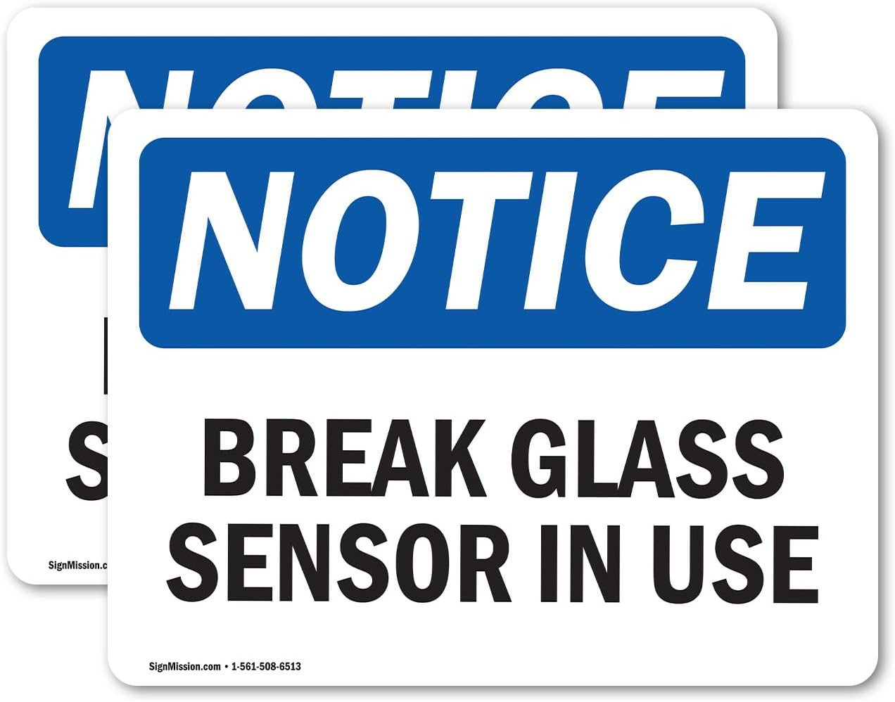 (2 Pack) Glass Break Sensor In Use OSHA Discover Signal 14 Inch X 10 Inch Vinyl Label Decal Sticker Climate Resistant, UV Protected for Office, Enterprise, and Building Web https://preppergearpro.com/, Made within the USA