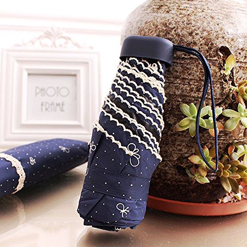 Mini paraguas anti rayos UV XIDUOBAO sombrilla plegable compacta, paraguas plegable para sol lluvia multicolor azul oscuro