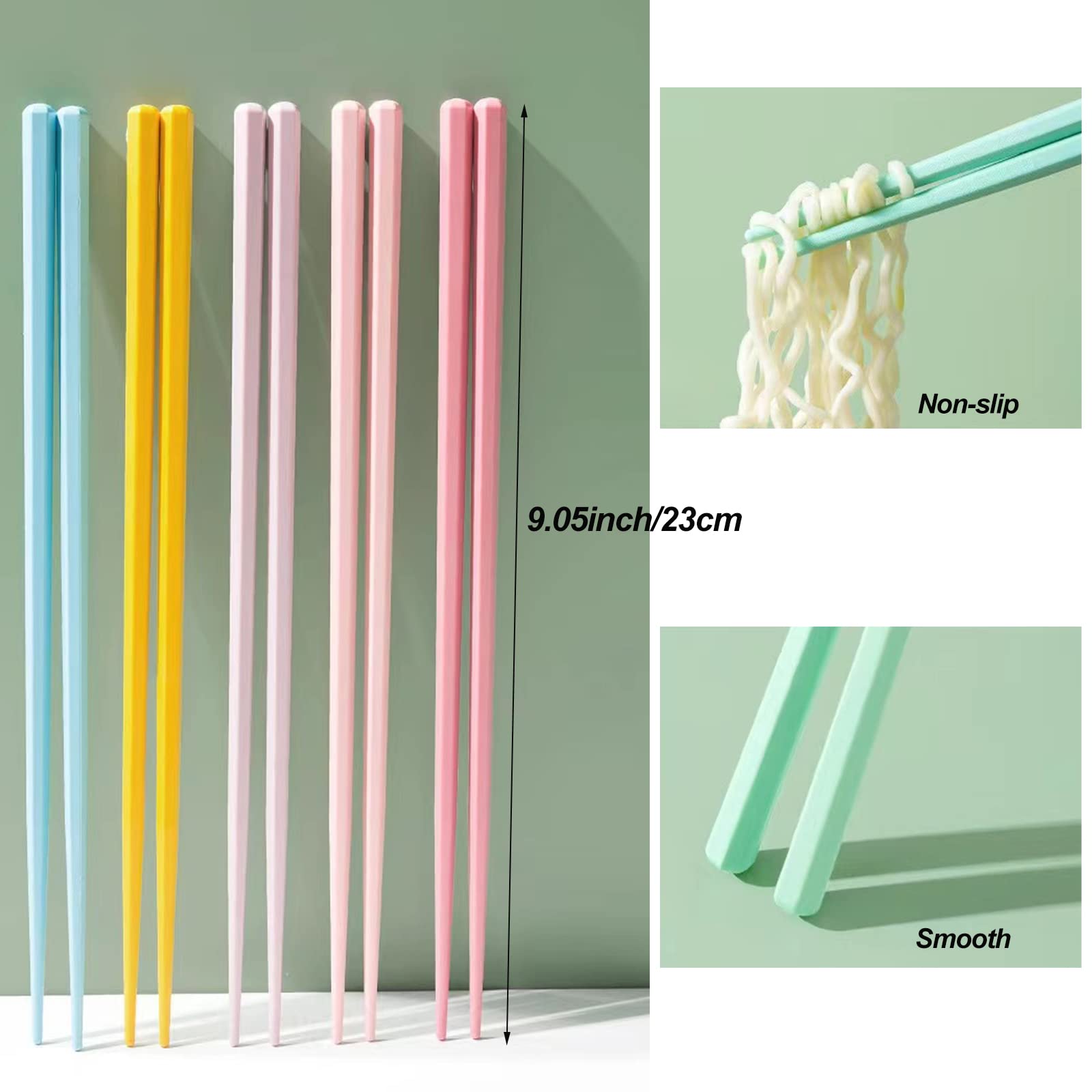 5 Paar Essstäbchen Aus Fiberglas – Wiederverwendbar, Spülmaschinenfest, Rutschfeste Spitze, 24,1 Cm
