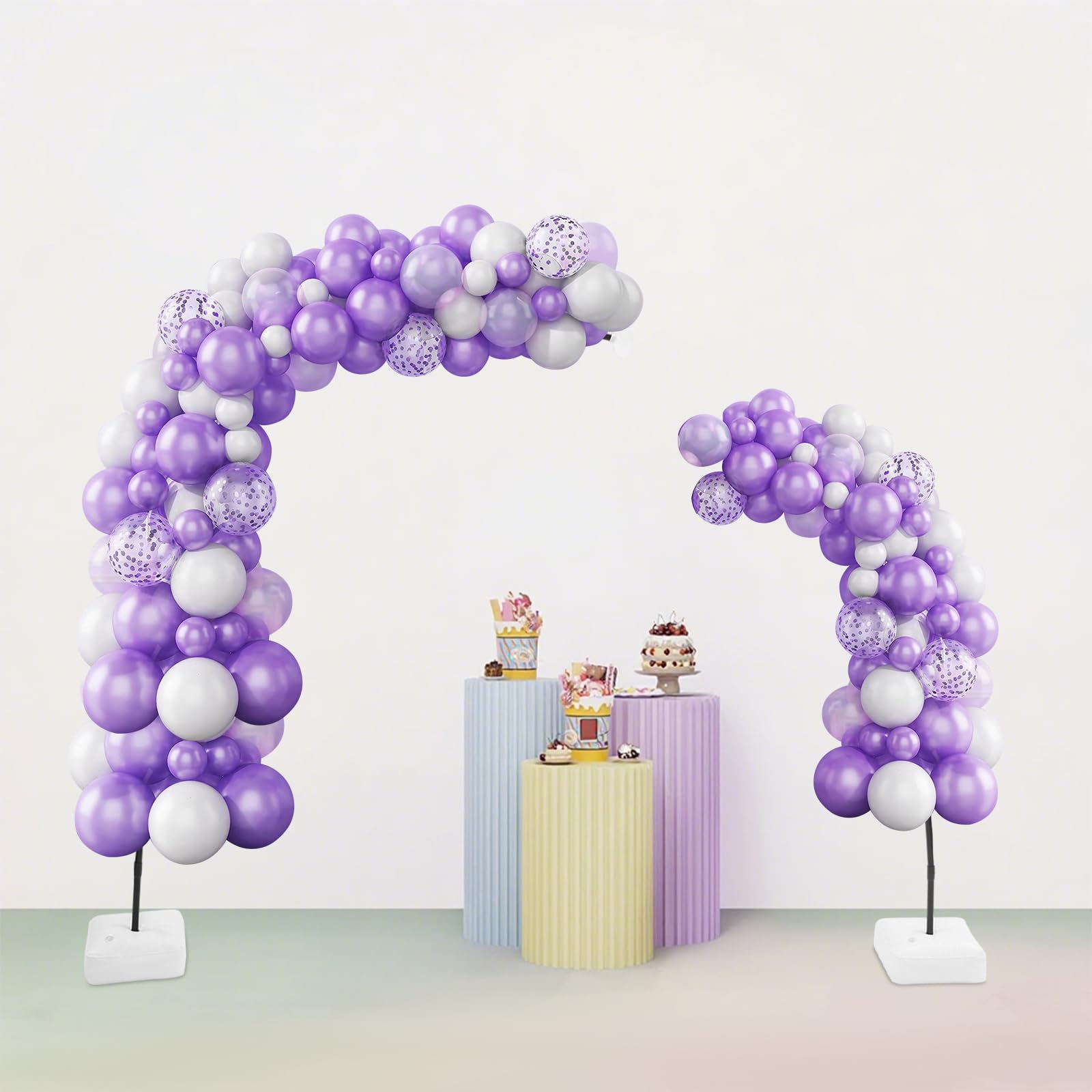 Zestaw łuku balonowego, 2,5 m i 1,5 m, regulowany łuk balonowy, swobodne zginanie, stojak na balony, na urodziny, imprezę, wesele, jubileusz, czarny