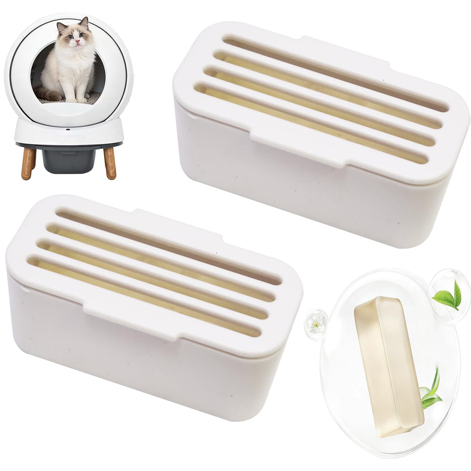 2 Pack Pet Odor Eliminator Compatible with PetSafe SmartSpin Self-Cleaning Cat Litter Box Self-Cleaning Cat Litter Box, Odor Removing Gel Deodorizer Replacement,Odors Control