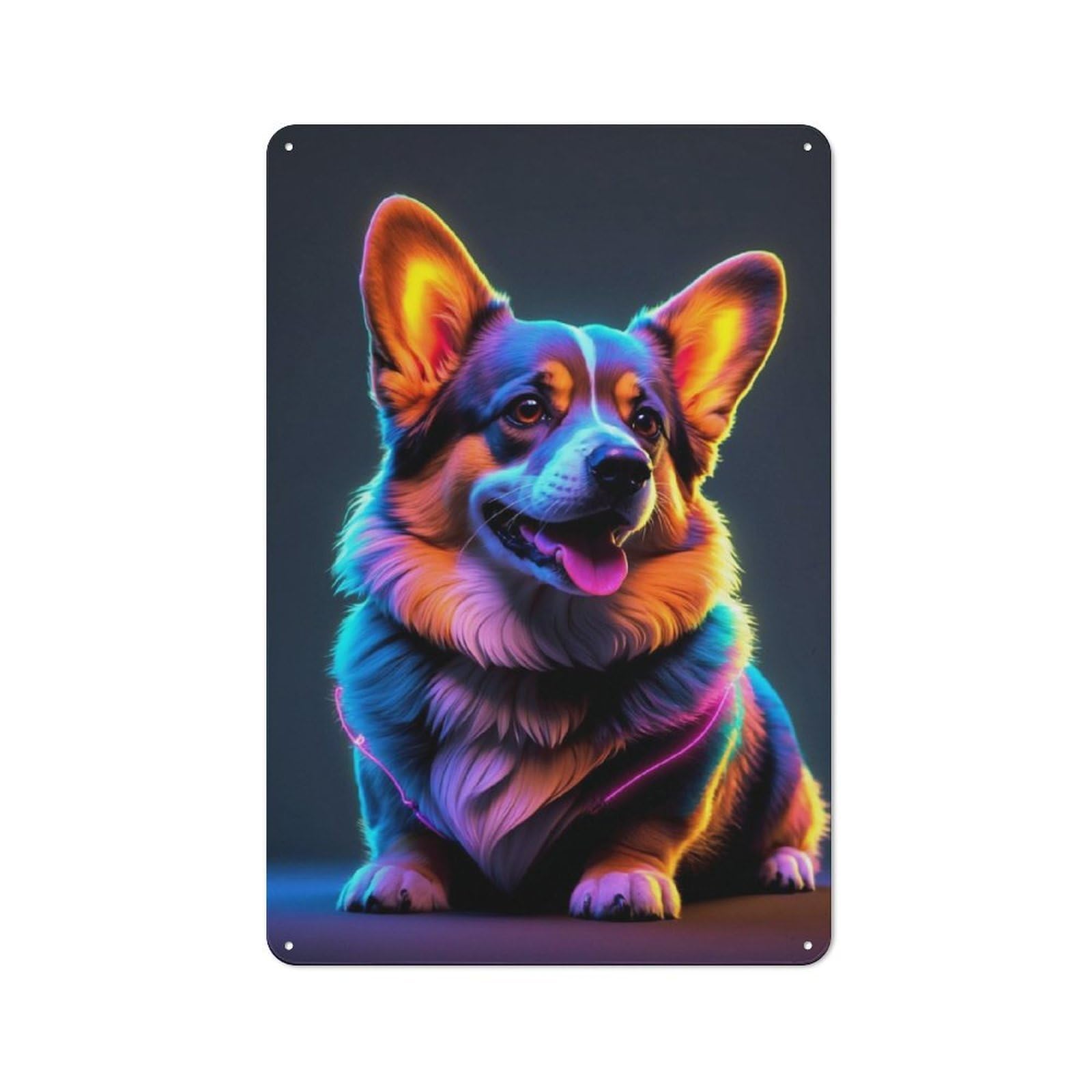 Junmoney Corgi Dog Neon Retro Metal Wall Decor 30X20cm, Metal Sign For Pub, Home Bar, Shed Or Man Cave, For Relaxed Wall Styling