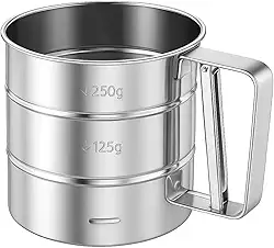 Peneira Manual em Aço Inox Polvilhador com Gatilho para Farinha Açúcar e Temperos