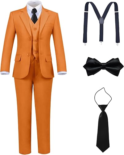 LOPEN STU Boys Suits Size 16 Kids Orange Suits for Boys Formal Tuxedo Dress Clot