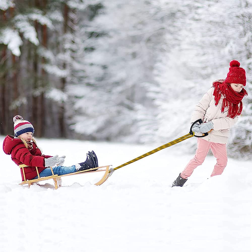 Corda Per Slitta Con Manico E Moschettoni - 4 Metri Di Corda In PP Per Trainare Slittini Sulla Neve