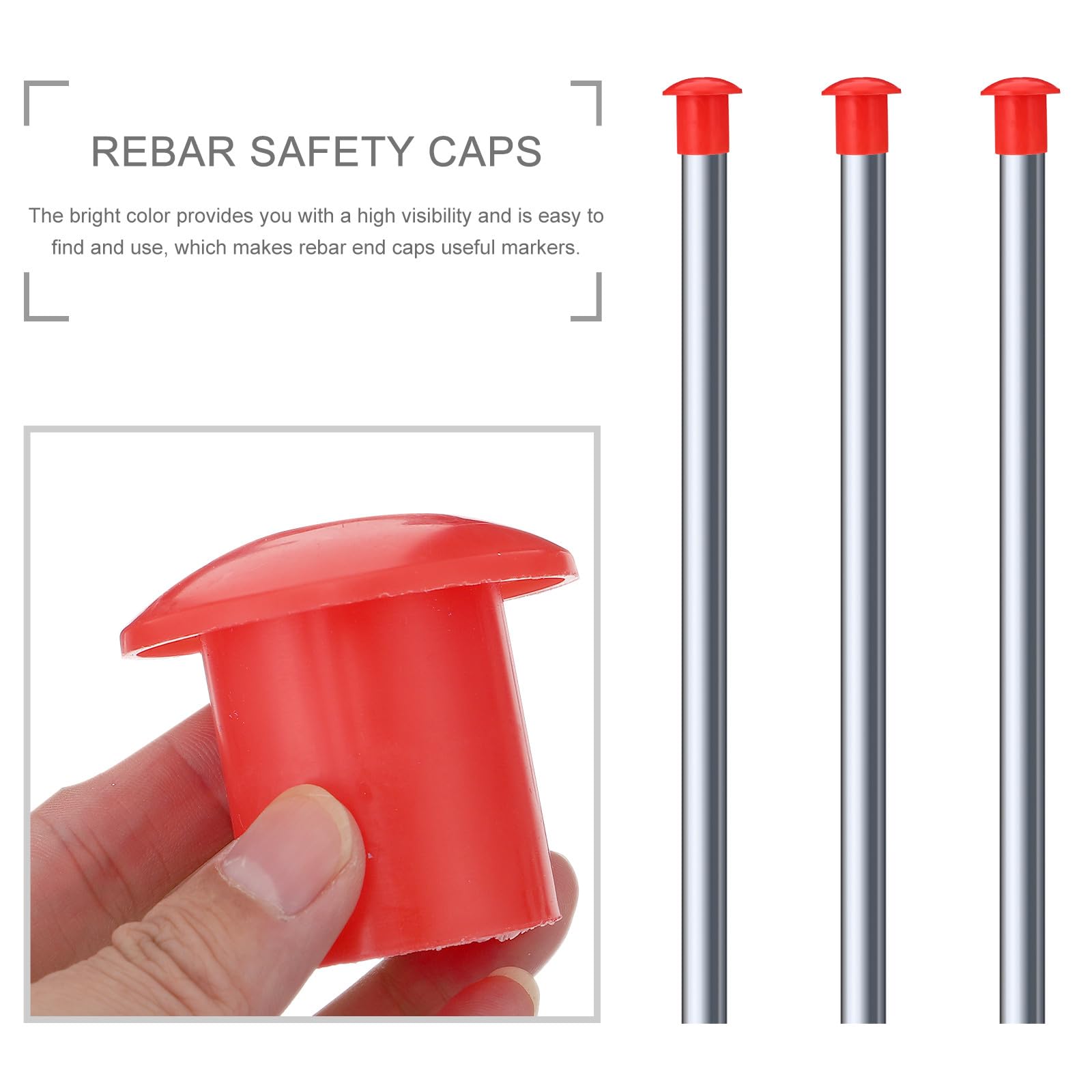 Hemobllo 30 Tapas Protectoras de Seguridad para Varillas de Refuerzo de Plástico Rojo, Resistentes al Desgaste y Compresión, Ideales para Construcción