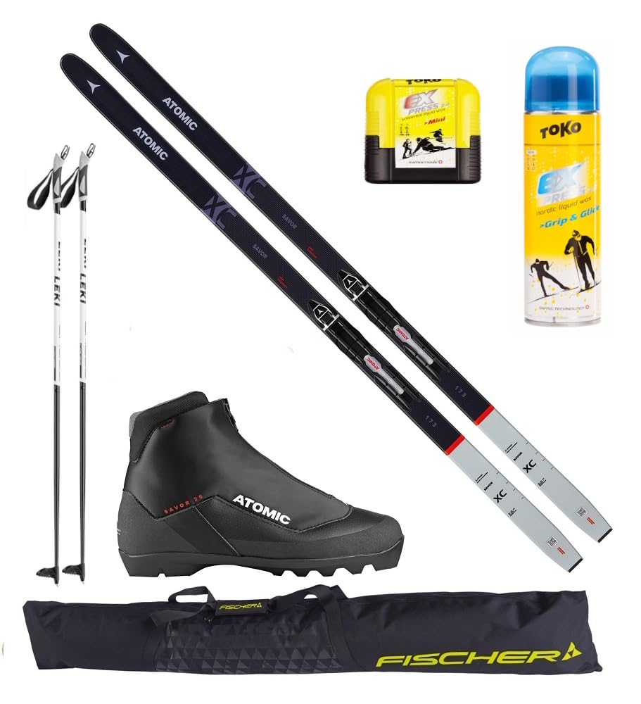 Atomic Langlaufski-Set Savor XC + Bindung + Schuhe + Stöcke + Skisack + Grip/Glide + Express mini