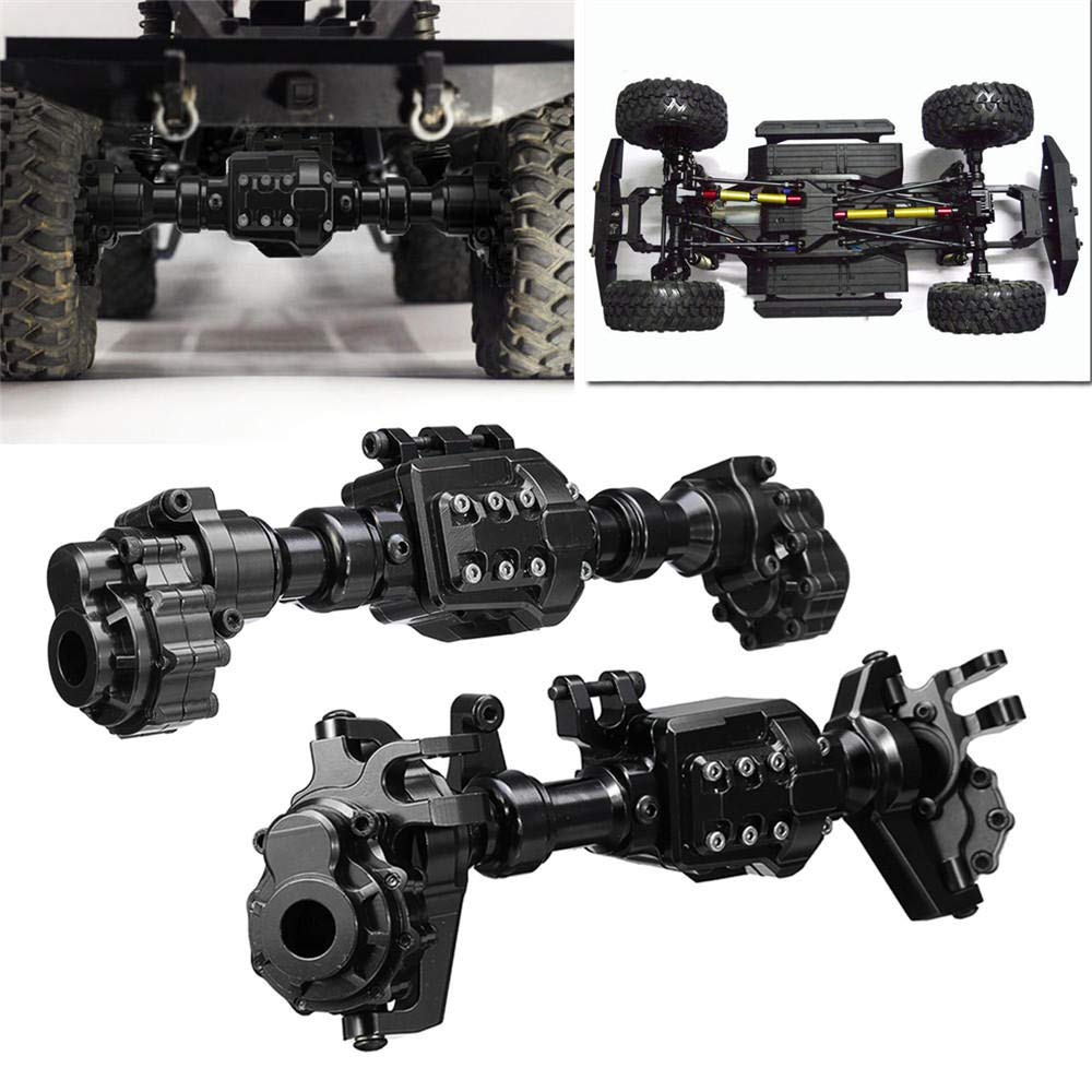 Studyset 2PCS CNC Machined Alloy Front Rear Portal Axle Housing Black