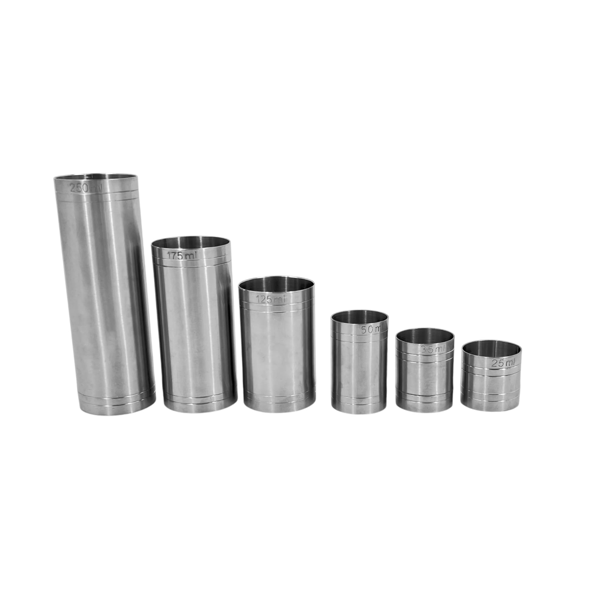 Chabrias Stainless Steel Copper Thimble Measure Bar Pub Club Spirit Measure CE Marked Government Stamped (Silver, Full 6 Piece Set)
