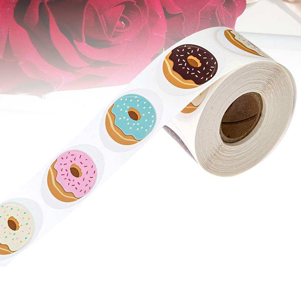1 Roll/500pcs Donuts Design Sealing Sticker DIY Sticker Baking Packaging Label Wrapping Stickers for Party Home for Hawaiian Party Supplies - Image 4