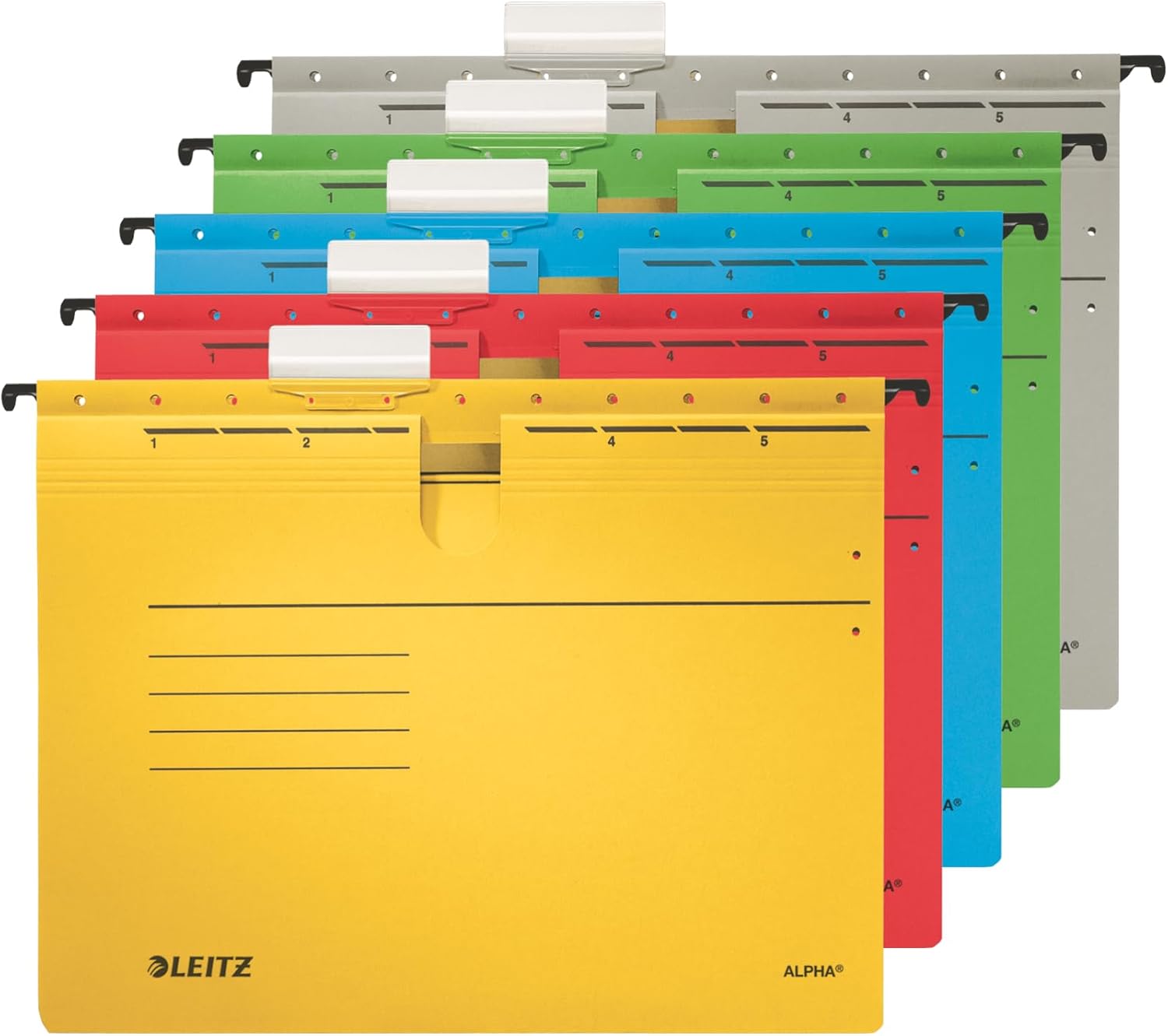 Leitz Alpha 19843025 Suspension Files for Professional Filing Pack of 5 Coloured Card Red
