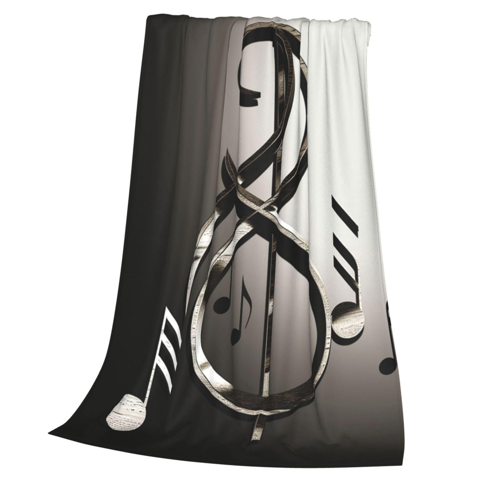 Couverture en flanelle motifs de musique pour canapé en microfibre douce toutes saisons