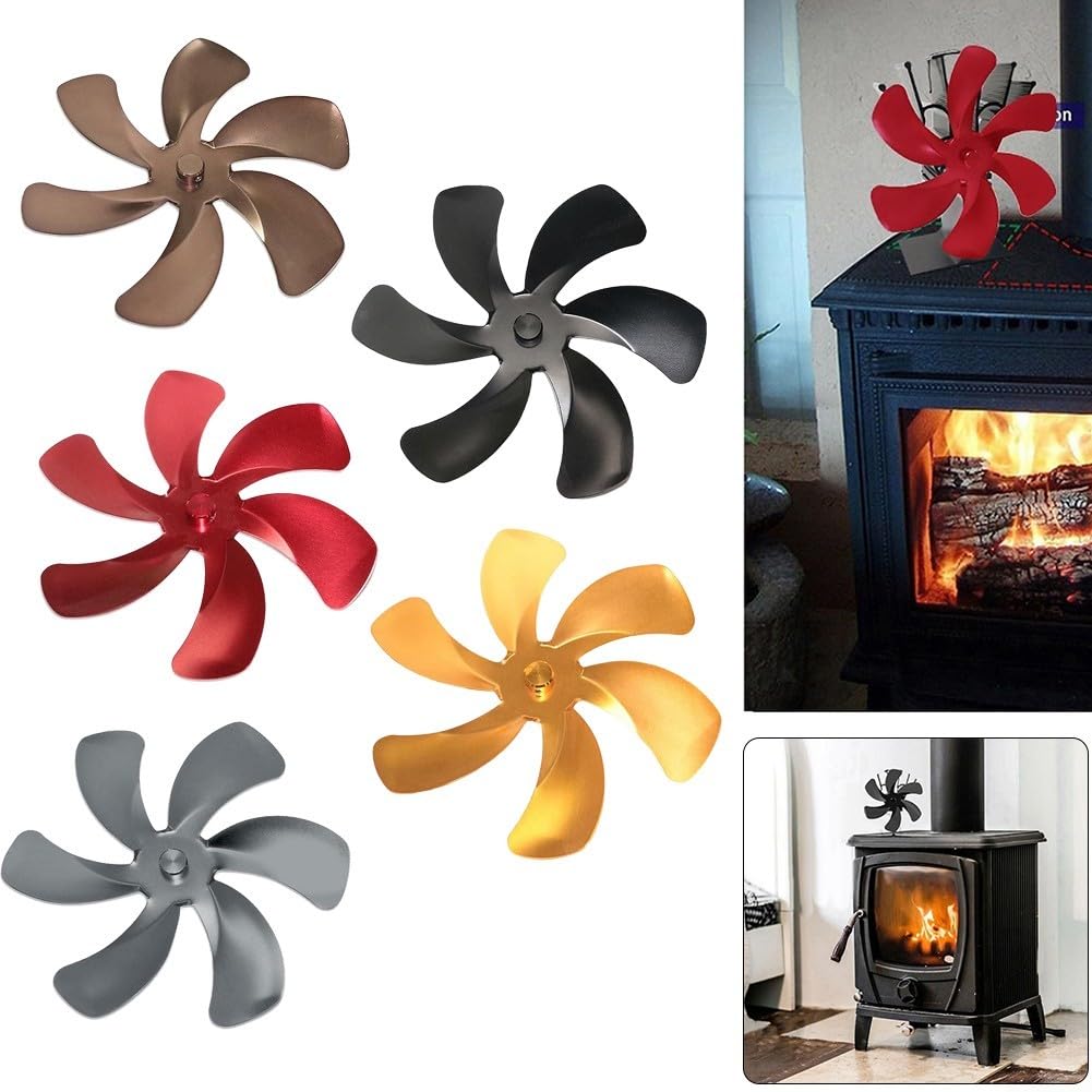 Aspas de Ventilador de plástico de Repuesto, Reemplazo de aleación Aluminio con Ventilador Estufa Calor 6 aspas, Multicolor(Red)