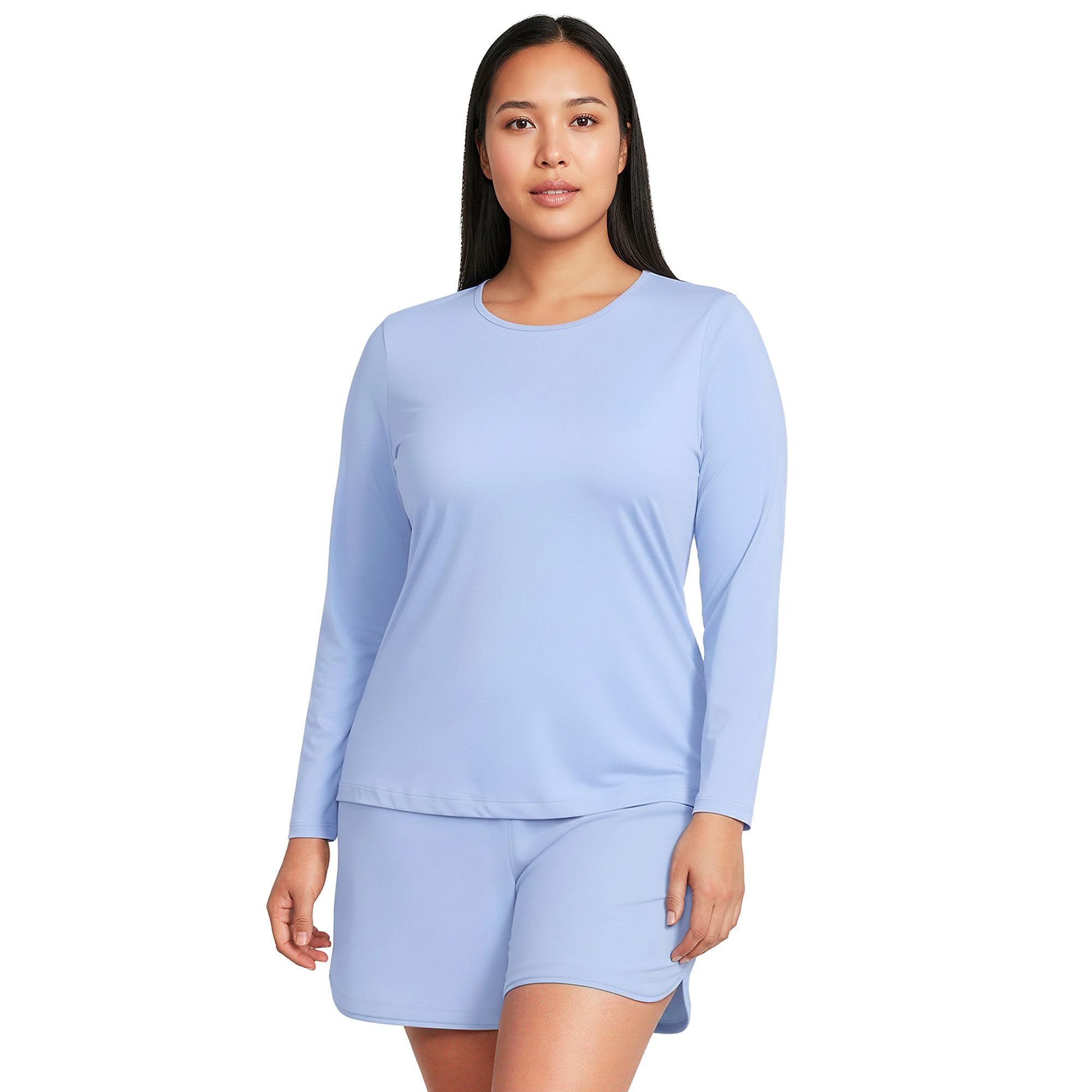 Lands' End Women's Sunshade UPF 50 Long Sleeve Rash Guard Swim Tee